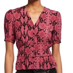 Ba&sh Snakeskin Pink Rose Cleo Top Blouse Size Large